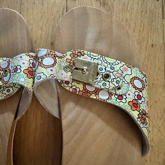 Dr. Scholls Original 10? Exercise Sandals Clogs Floral Daisy Wooden Sole Boho - Picture 4 of 16